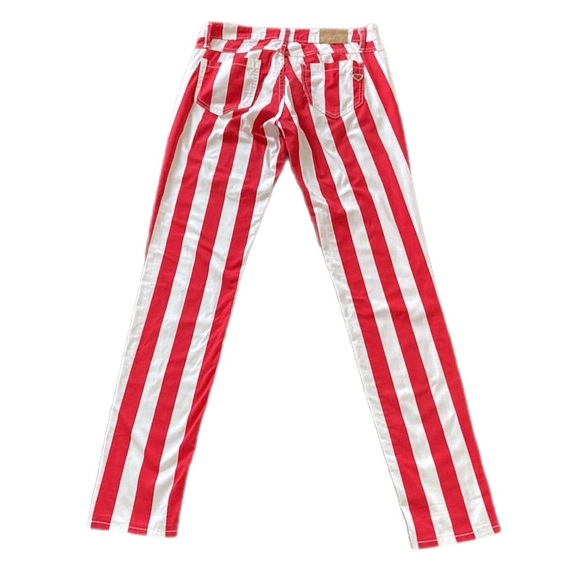 PLEASE DENIM red & white striped Jeans Italian - Picture 3 of 7